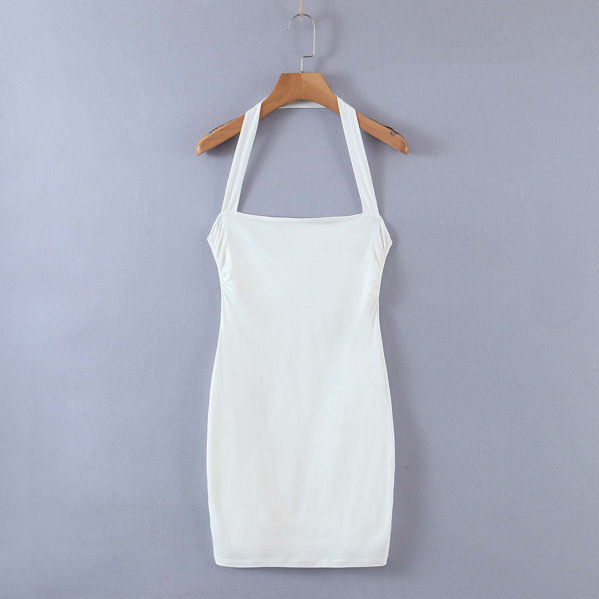 Tight-Fitting White Short Pin Skirt Dress